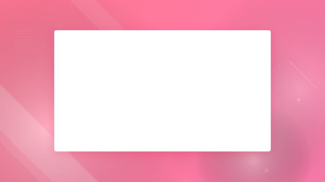 White rectangular frame on pink abstract background with soft light and shapes