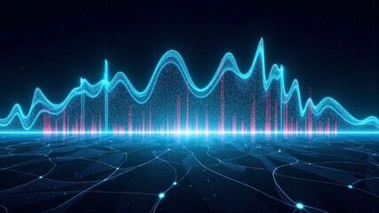 Fototapeta premium Futuristic Audio Blue Waveform Digital Particle Background