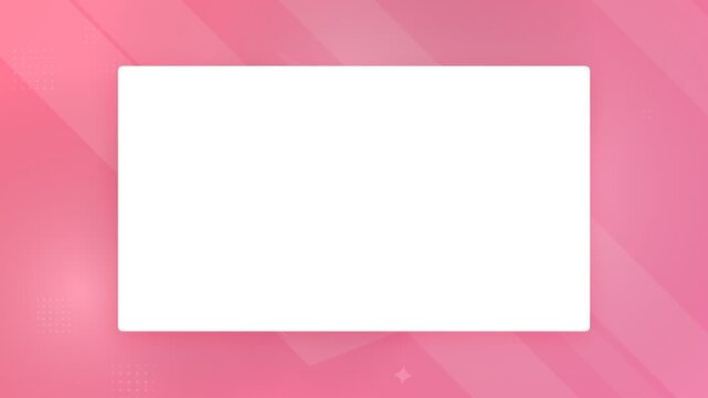 White rectangular placeholder frame on pink abstract geometric motion background