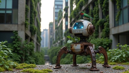 Obraz premium Lonely Robot in Urban Jungle