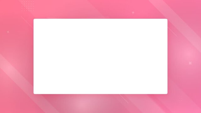 White rectangular frame on pink background with abstract geometric shapes for copy space