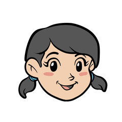 Cartoon little girl head face human anatomy illustration PNG