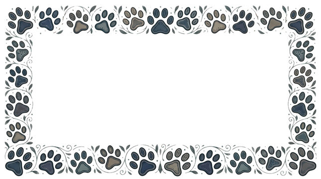 Paw Print Border Frame - Cute Dog Pet Animal Design