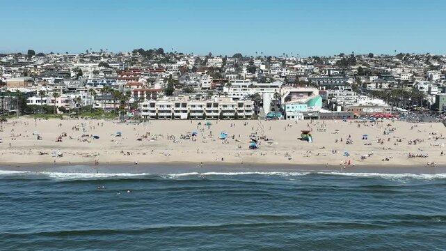 Los Angeles Beach Side City Aerial Shot Hermosa Beach R California USA