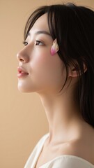 Fototapeta premium Serene Portrait of Young Japanese Woman