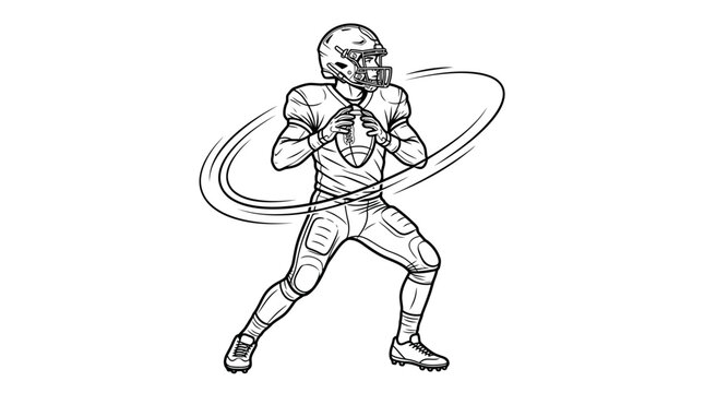 American Football Player Throwing Ball Vector Illustration
