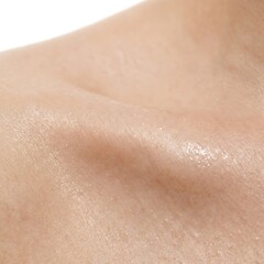 Fototapeta premium Macro photograph of human neck skin with moisture and hydration