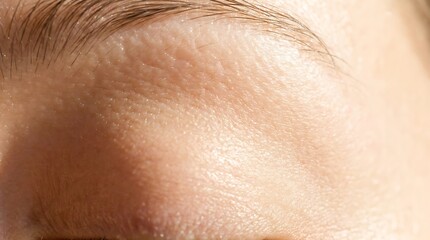 Fototapeta premium Macro photograph of human forehead skin and eyebrow texture
