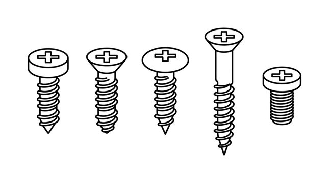 Assorted Metal Screw Icon Set