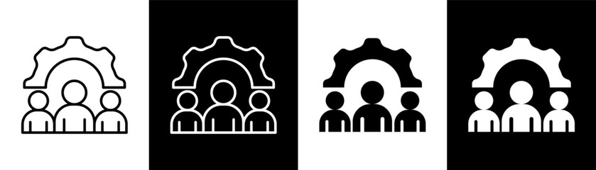 Management white and black icon set design © Ifanicon