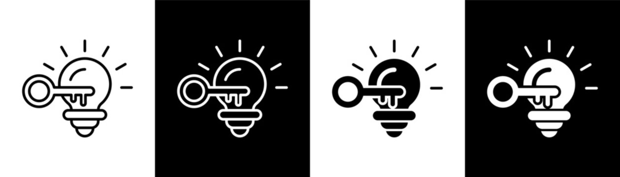 Problem Solving white and black icon set design