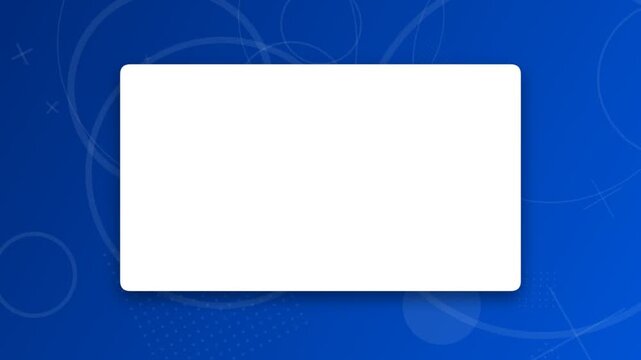 White rounded rectangle placeholder on blue abstract geometric background