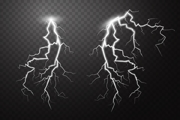Dramatic lightning bolts striking down with intense bright electrical discharge against a gradient backdrop © Saudia Corporation