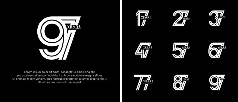 anniversary vector logo set, white color can be use for celebration