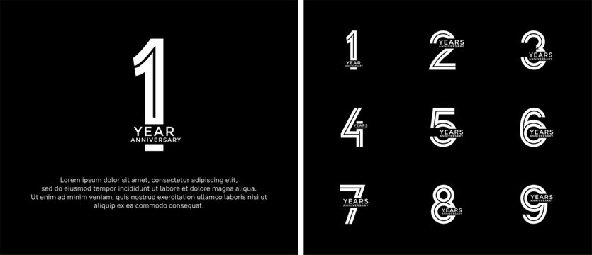 anniversary vector logo set, white color can be use for celebration