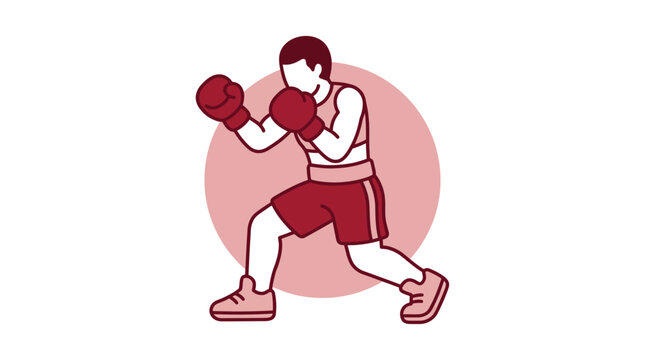 Female Boxer in Fighting Stance Minimalist Vector Illustration for Sports and Fitness Design