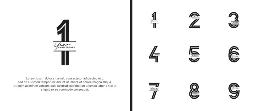 anniversary vector logo set, black color with handwriting can be use for celebration