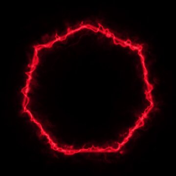 Fire Neon Heptagon Frame Border Animation with Glowing Energy Loop on Black Background
