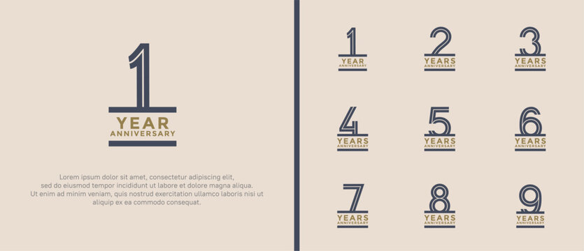 anniversary vector logo set, black and brown color can be use for celebration