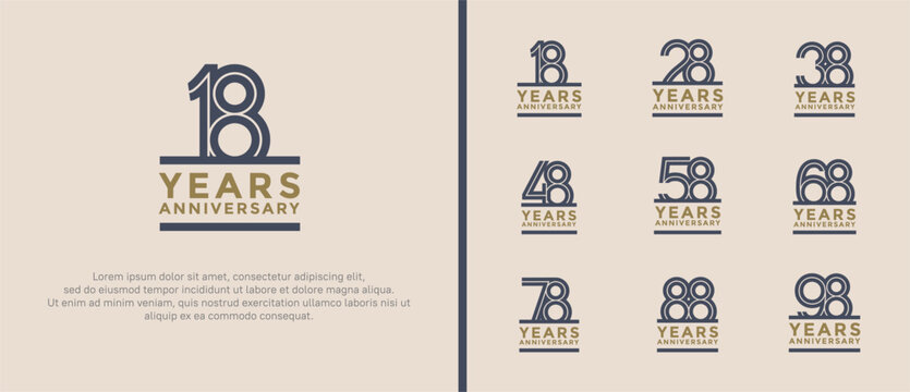 anniversary vector logo set, black and brown color can be use for celebration