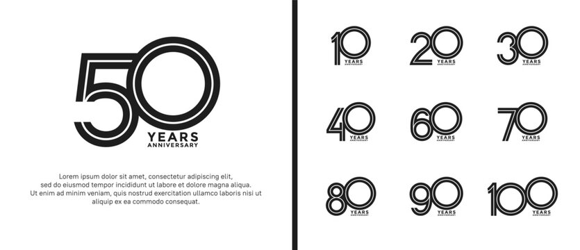 anniversary vector logo set, black color can be use for celebration