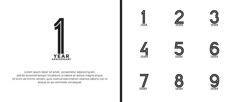 anniversary vector logo set, black color can be use for celebration