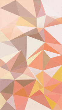 Pastel triangles and angled facets blend coral, orange, butter, and cream into a cheerful, low-poly texture ideal for flyers, apps, and packaging.