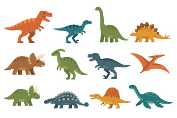 Obraz premium Cute dinosaur vector illustrations for posters stickers and books