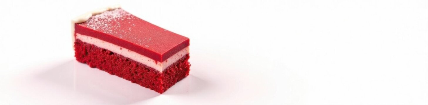 Isolated red velvet cake slice, ample white space , cafe, studio