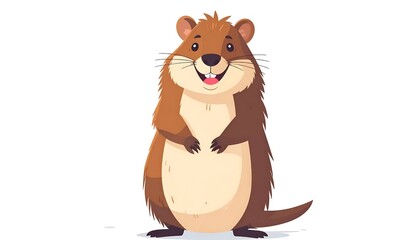 Fototapeta premium Cute cartoon fox sitting on hind legs.