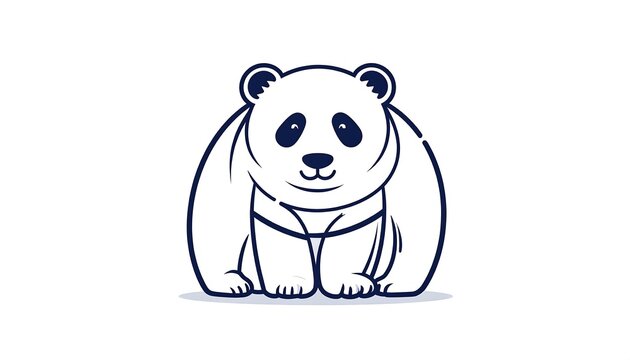 Cute cartoon panda bear sitting upright.