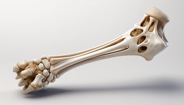 3d render of animal leg bone isolated on white
