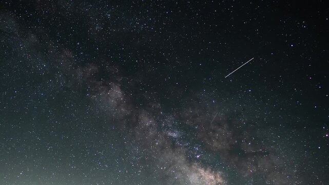 Milky Way Galaxy and Super Busy Air Traffic Astrophotography Time Lapse California USA