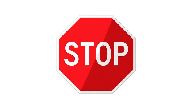 Red octagonal stop sign on white background.