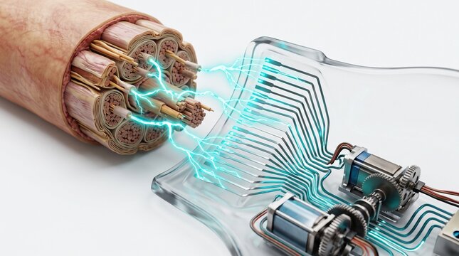3D Microscopic Diagram of Neural Interface for a Bionic Prosthetic Limb