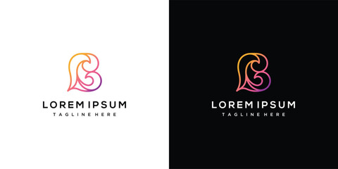 Elegant 'B' Logo with Gradient and Text Placeholder © sang