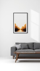 Fototapeta premium Modern Living Room Mockup on White Wall