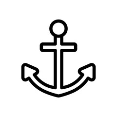 Minimalist anchor icon for nautical and maritime design. Simple black outline vector symbol for boating and stability themes. © Abdul