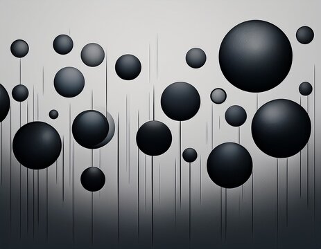 black circles in a gradient pattern fading from large to small on a light gray background design art