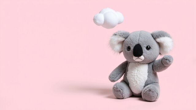 Cute Koala Plush Toy on Transparent Background