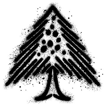 Conifer trees in graffiti style with black spray paint in different style