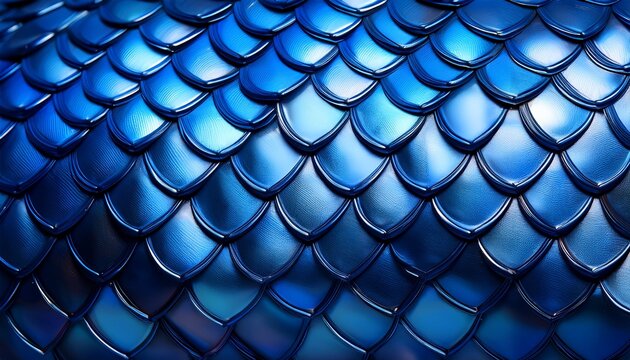 close up of shiny blue fish scales with reflective surface