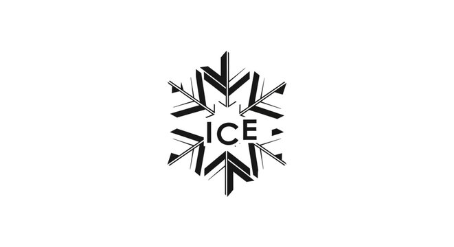Ice snowflake text logo on white background
