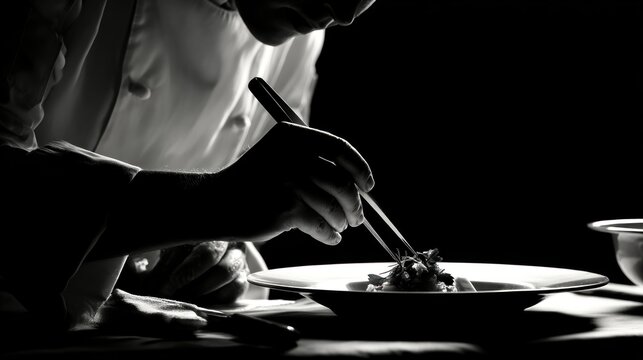 Chef plating gourmet food presentation