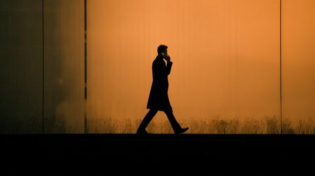 Man walking while talking on phone
