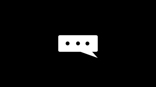 Comment Message Icon animation for Chat, User Feedback, Social Media, and Digital Communication.Typing or thinking dots, circles loading animation. seamless loop video.