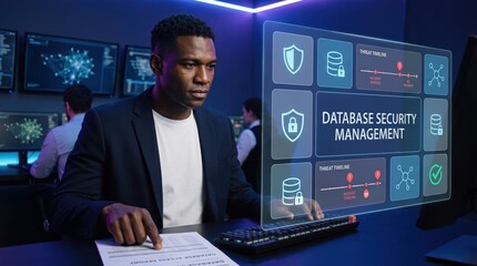 Fototapeta premium Cybersecurity - Database Security Management by Security Professional