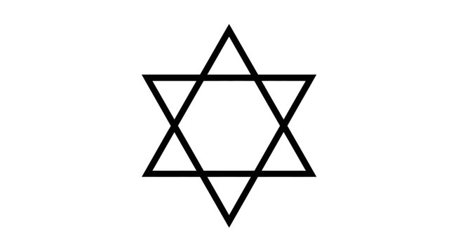 Star of David symbol, a black hexagram representing Jewish faith, spirituality, and cultural identity on a white background.
