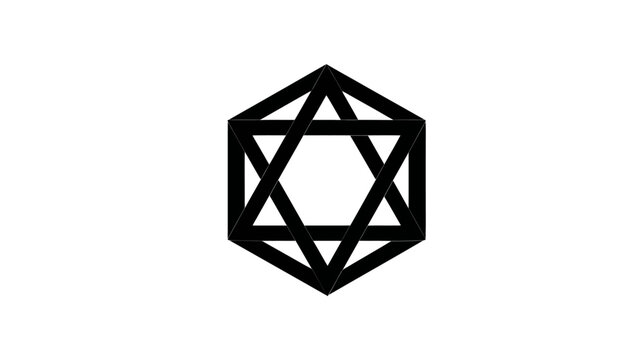 Abstract black hexagram symbol in sacred geometry, geometric shape on white background. Spiritual and esoteric design element.