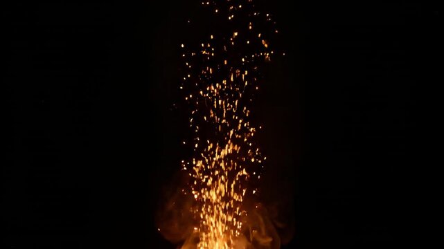 Fire erupting with bright sparks against a dark background